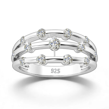 Damen-Ring aus Moissanit, 925er Sterling-Silber, Ewigkeitsband, Zertifiziertes Schmuckstück