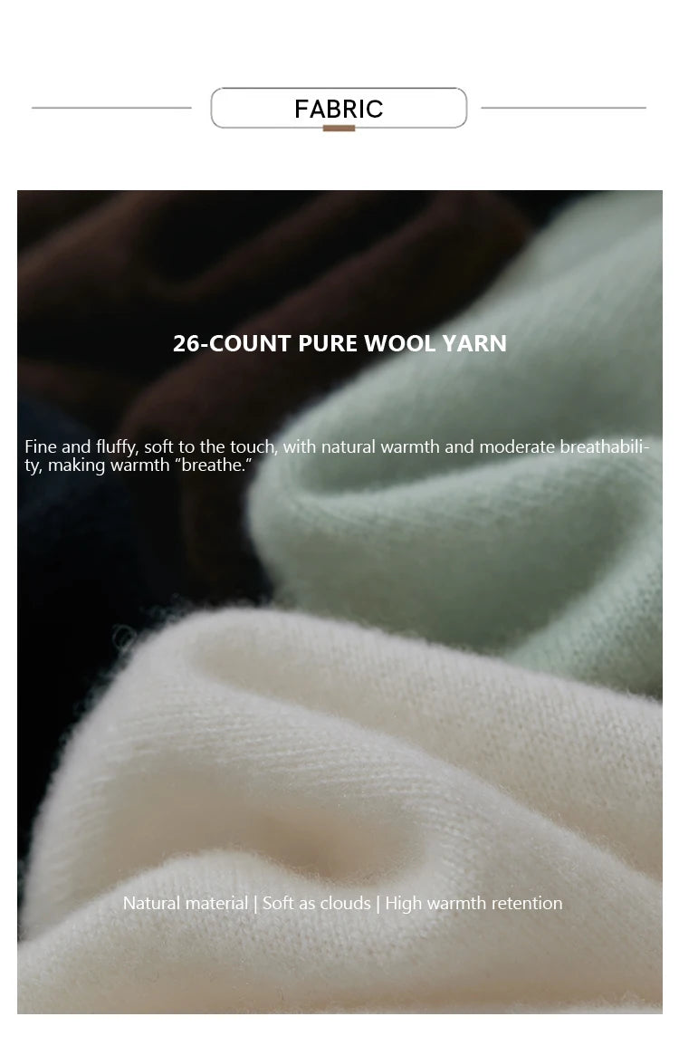 Wollpullover: 26-Count reine Wolle, weiches Garn, natürliche Wärme