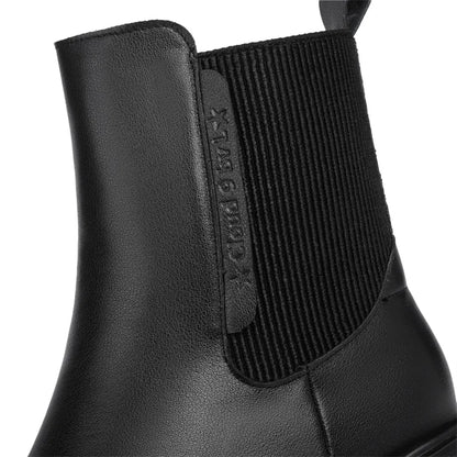 Schwarzer Chelsea-Boot mit elastischem Seitenstretcheinsatz und geprägtem Detail