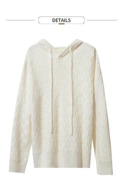 Damen-Kapuzenpullover Acryl-Wolle Raglan locker einfarbig Herbst-Winter
