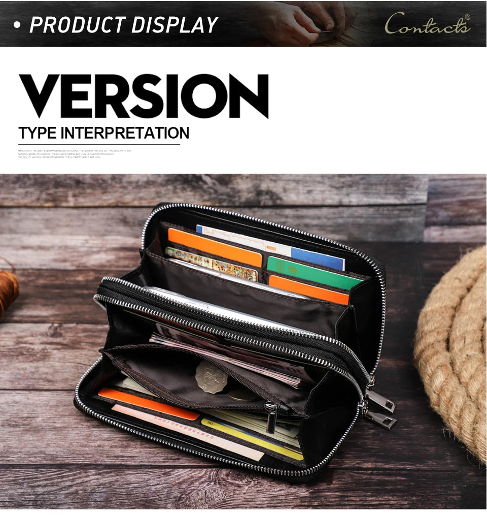 Herren Echtleder Clutch Vintage Business Geldbörse Kartenhalter Reise Büro Geschenk