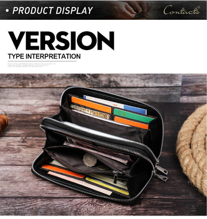 Herren Echtleder Clutch Vintage Business Geldbörse Kartenhalter Reise Büro Geschenk