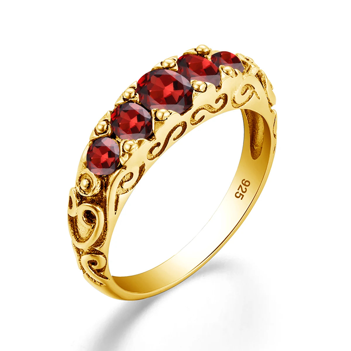 Damen-Ring aus Silber 925 mit Regenbogen-Topas Fünfstein-Design Gewölbter Bund Hochwertiges Geschenk