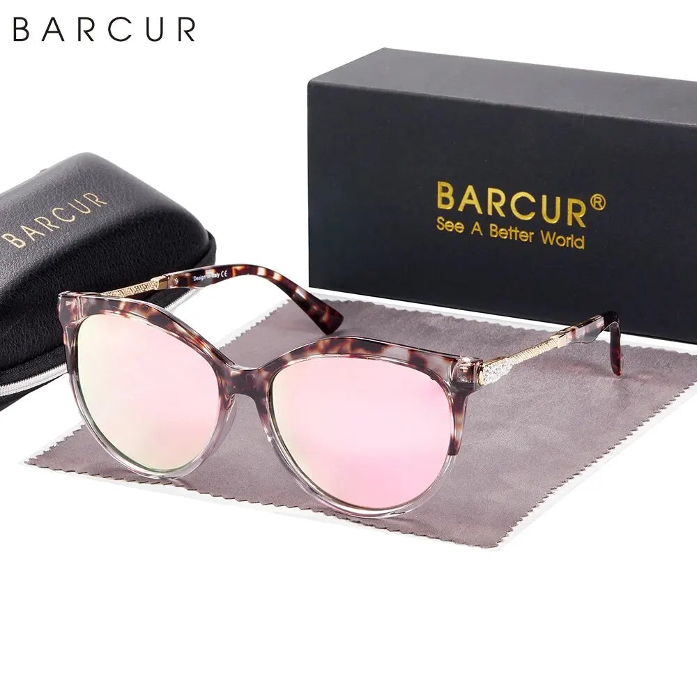 Damen-Sonnenbrille Cat Eye Farbverlauf rund polarisiert UV400