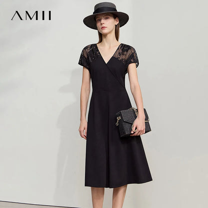 Elegantes Damen Kleid Mit V Ausschnitt Schlank Und Bequeme Passform
