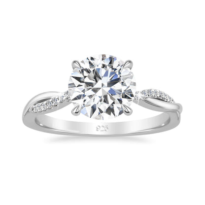 Damen-Verlobungsring Aus Moissanit In Rundem Schliff Aus 925er Sterlingsilber Mit Zertifikat