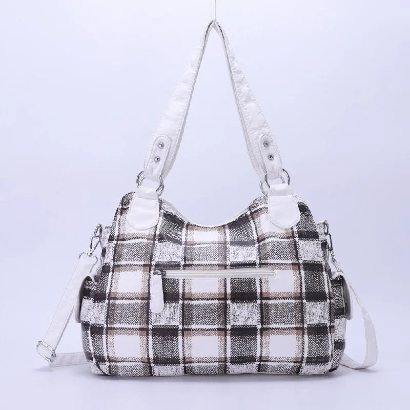 Damen-Schultertasche Aus PU-Leder Mit Reißverschluss Und Innenfächern Großes Stauraumvolumen