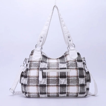 Damen-Schultertasche Aus PU-Leder Mit Reißverschluss Und Innenfächern Großes Stauraumvolumen