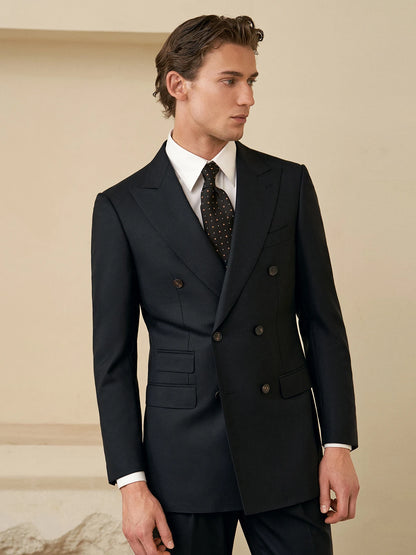 Herrenanzug aus 100% Wolle, doppelt geknöpft, in Grau – Slim Fit Sakko, Weste und Hose für Hochzeiten und festliche Anlässe, auch in großen Größen erhältlich.