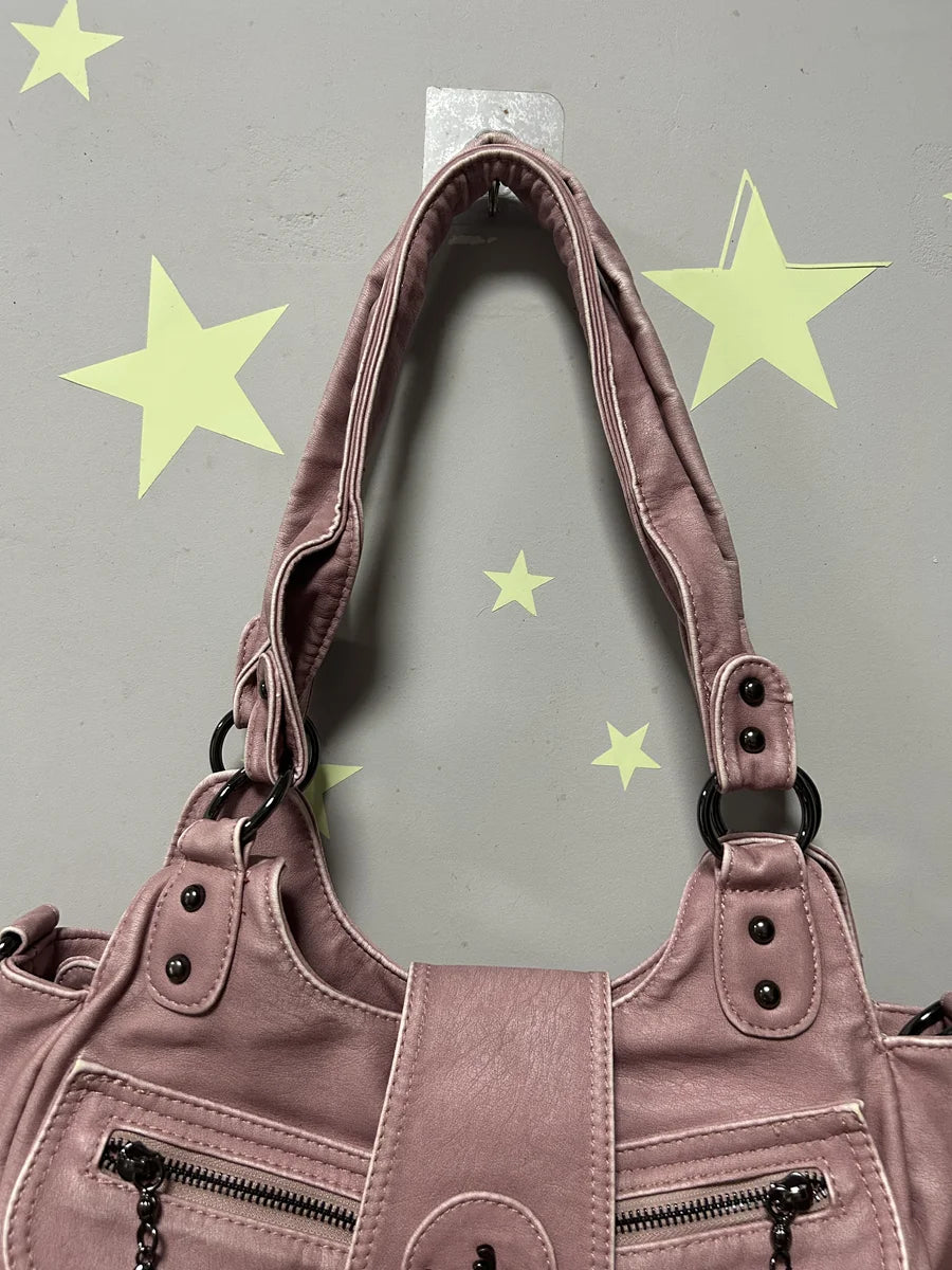 Damen-Schultertasche Mit Mehrfachen Fächern Aus PU Leder Im Vintage-Look Für Alltag