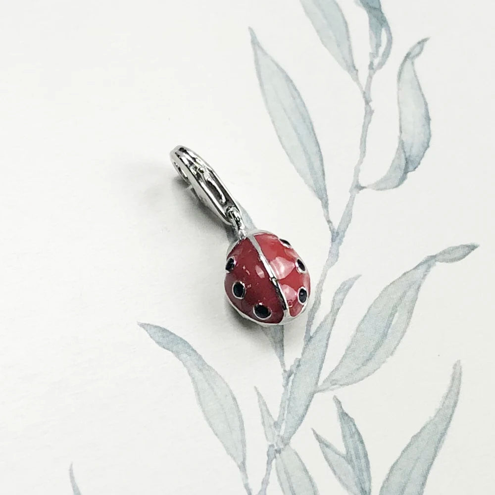 Damen-Charm-Anhänger Marienkäfer rot süß Glück aus Sterlingsilber