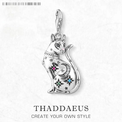 Damen-Charm-Anhänger Magic Cat Sternzeichen Glück aus Sterlingsilber