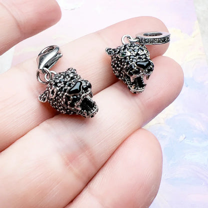 Damen-Charm-Anhänger schwarze Katze mystisch Punk aus Sterlingsilber