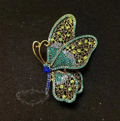 Brosche Katze Schmetterling Kristall Strass Barock Palast Tier Emaille Unisex