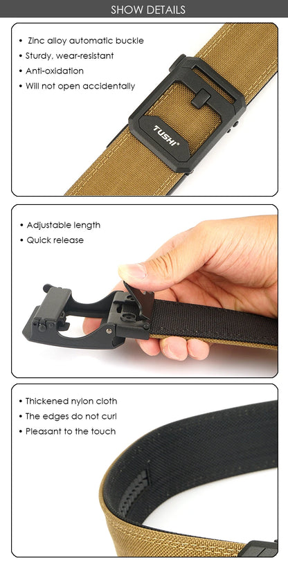 Unisex-Taktischer Gürtel aus 1100D Nylon Breite 4,3 cm mit Metall-Automatik-Schnalle für Militär IPSC Jagd