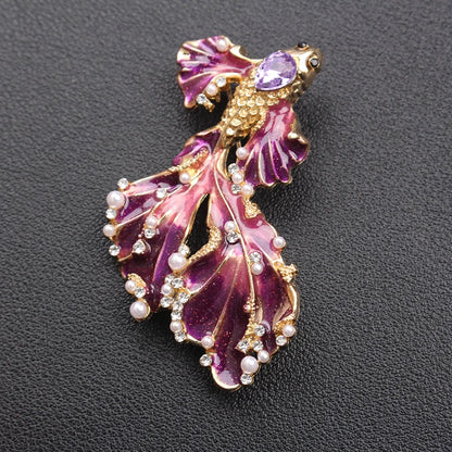 Brosche Goldfisch Emaille Strass Tier Kreativ Mode Europäisch Schmuck