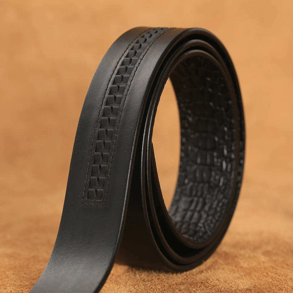 Herren Echtleder-Gürtel Krokodilmuster 3,5 cm Automatik-Schnalle Luxus Rindsleder