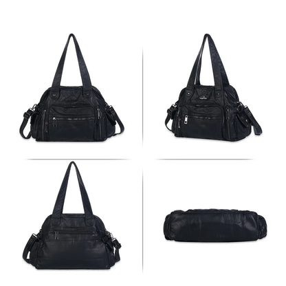 Damen-Satchel-Tasche Leopardenmuster, Top-Handle Innenfach mit Reißverschluss und viel Stauraum