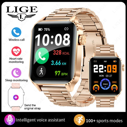 LIGE Für Android IOS Neue 1,85 "Smart Uhr Männer Bluetooth Anruf Sport Smartwatch Frauen Herz Rate Blut Sauerstoff Monitor uhr 2025