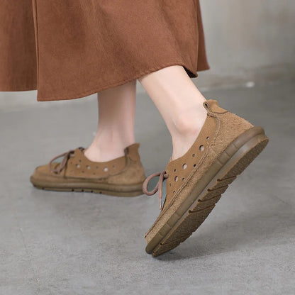 AIYUQI 2025, neue flache Damensandalen, rutschfeste Schnür-Loafer mit weichen Sohlen für Damen, Sommer-Strandschuhe mit großem Loch für Damen