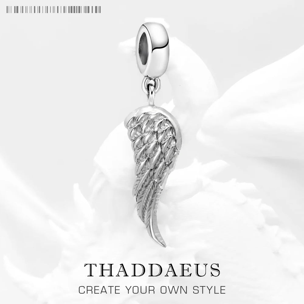 Damen-Charm-Anhänger Engel Flügel Vintage Schutz aus Sterlingsilber