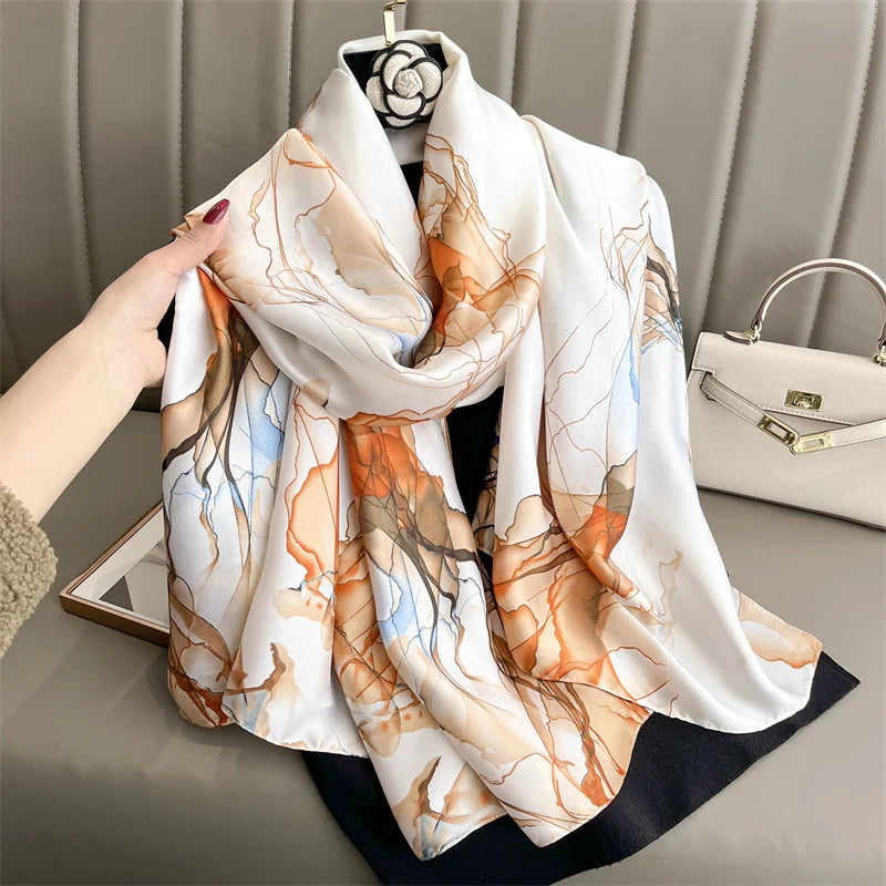 Damen Seidenschal groß 180x90cm Sommer Strand Foulard Bandana weich