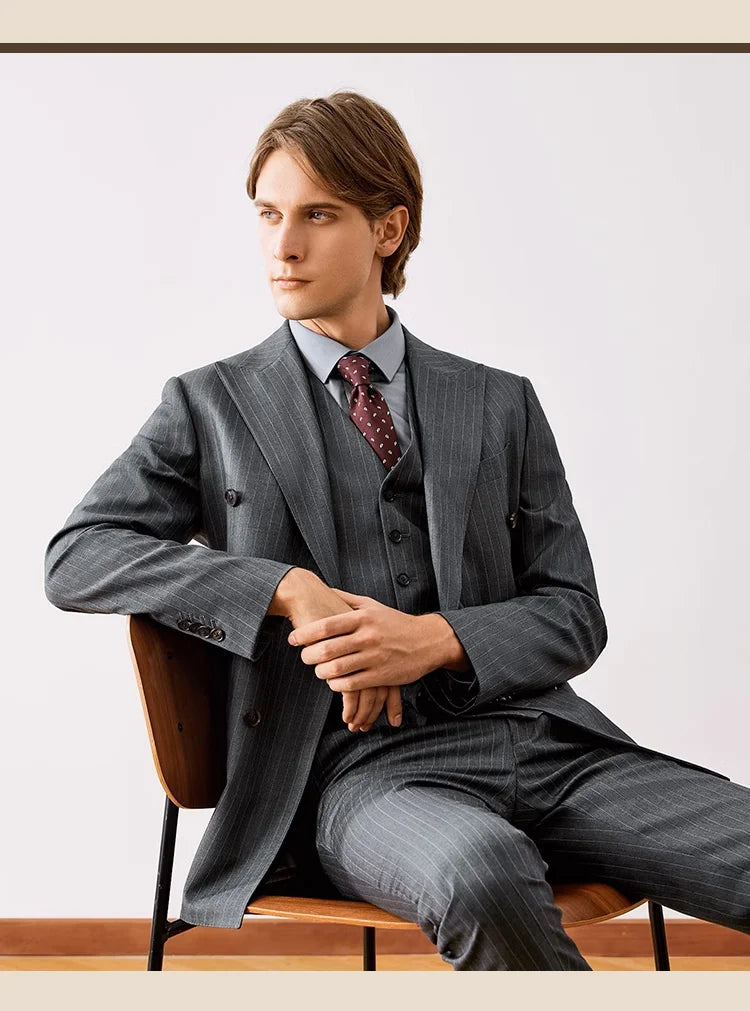 Eleganter Herrenanzug aus 70% Wolle – Slim Fit, einreihig, ideal für Hochzeiten, Büro und festliche Anlässe.