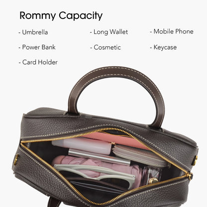 Echtleder Damen-Top-Handle Bowling-Handtasche