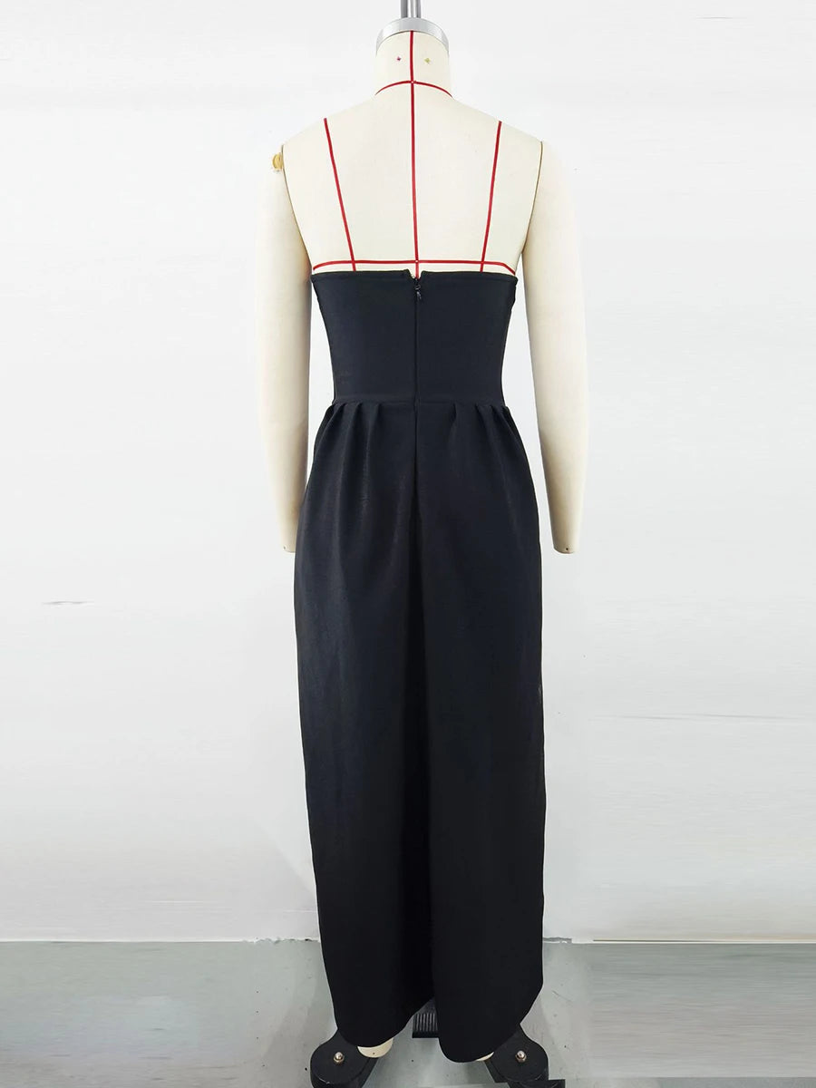 Elegantes Midi-Kleid mit schulterfreiem Ausschnitt, langen Ärmeln und Pailletten-Patchwork – figurbetontes Design für Damen