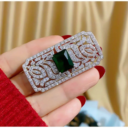 Brosche Strass Kristall Rechteck glänzend elegant Unisex Mantel