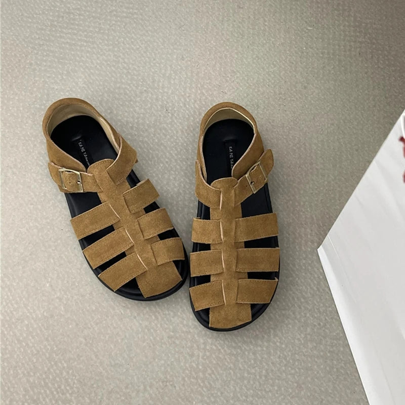 AIYUQI Damensandalen 2025, neue gewebte hohle römische Sandalen für Frauen, Sommer, große Schweinekäfig-weibliche Schuhe