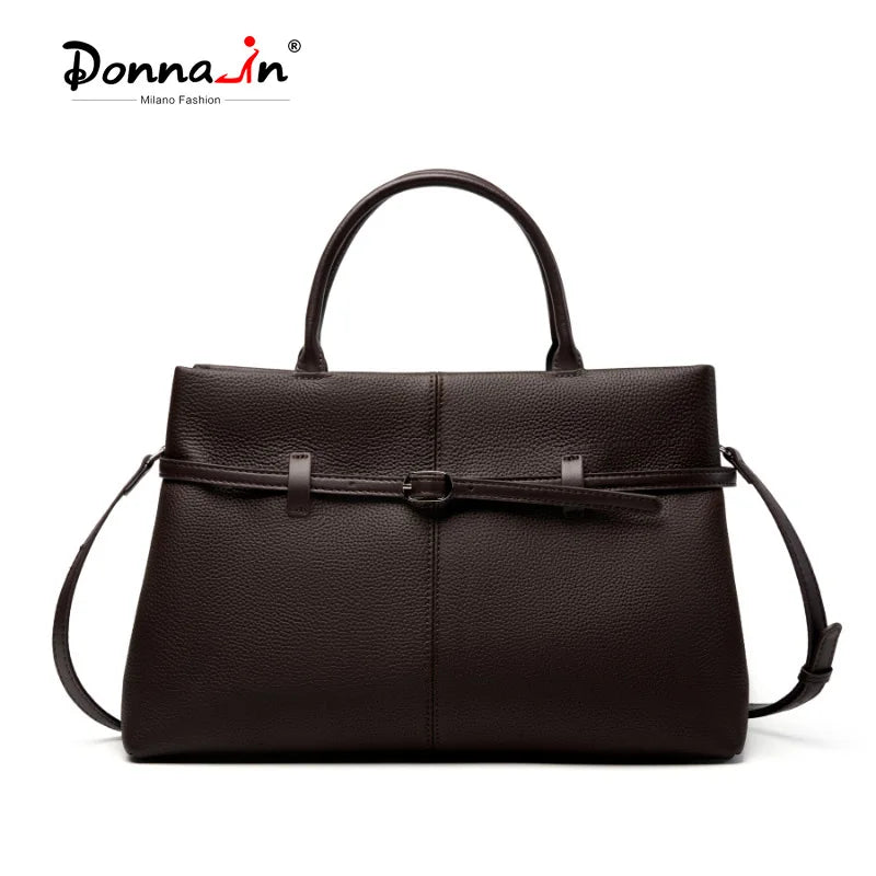 Leder-Top-Handle Tote | Vollnarbenleder Silberbeschläge