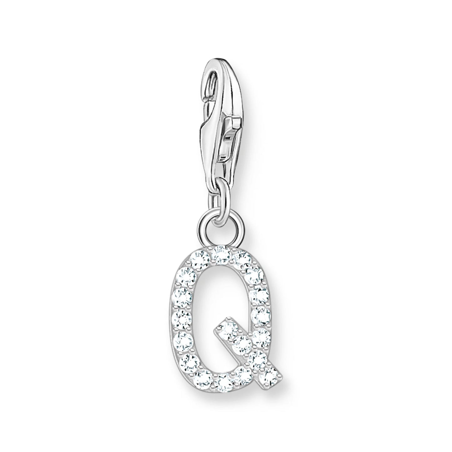 Damen-Charm-Anhänger Buchstaben weißer Stein klassisch aus Sterlingsilber