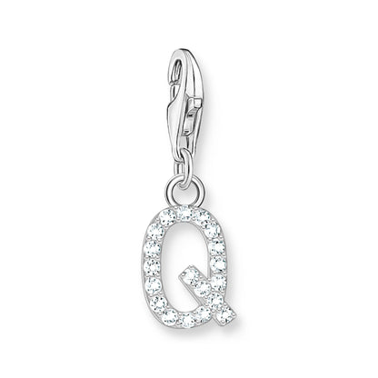 Damen-Charm-Anhänger Buchstaben weißer Stein klassisch aus Sterlingsilber