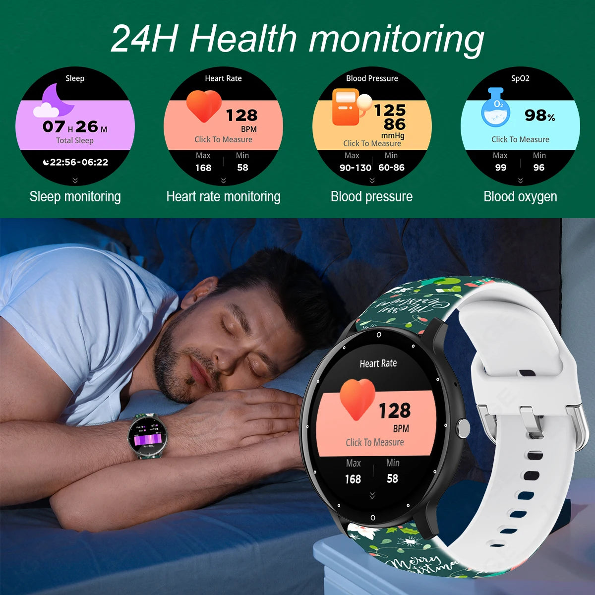 LIGE Smart Watch 2024, für Android, Bluetooth, Anruf, Smartwatch, Touch-Dial, Musik, Fitness, Tracker, Sportuhren, Weihnachtsband, Geschenk