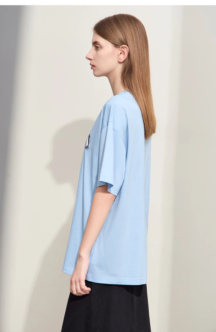 Damen T-Shirts im lässigen Stil mit O-Ausschnitt und modischem Druck