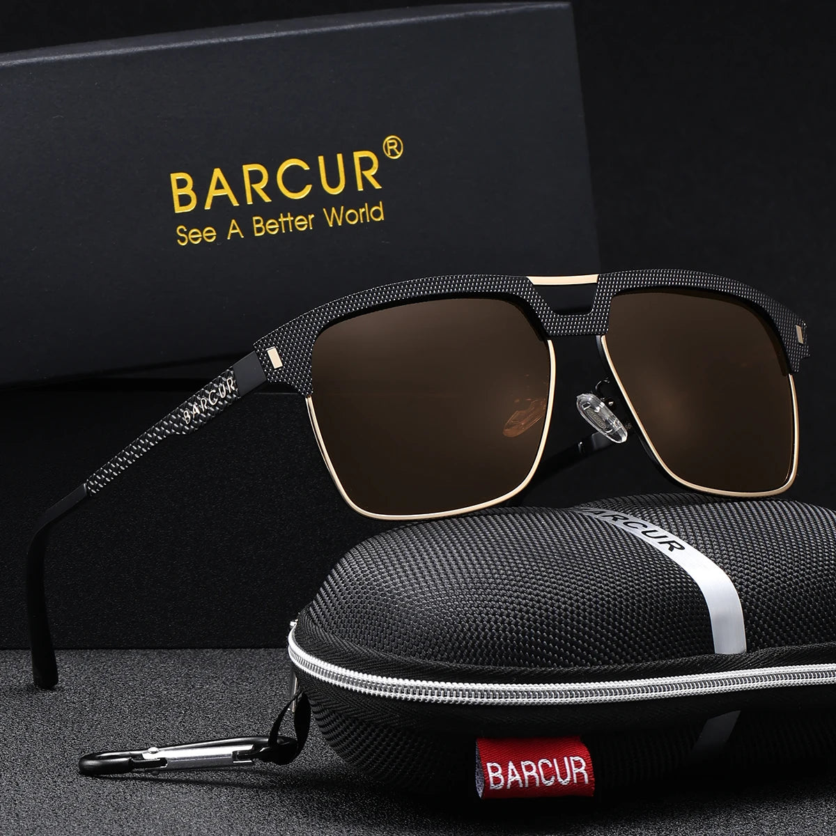 Sonnenbrille quadratisch großer Rahmen Edelstahl polarisiert Unisex