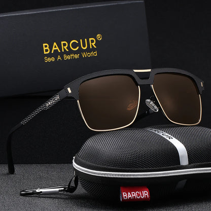 Sonnenbrille quadratisch großer Rahmen Edelstahl polarisiert Unisex