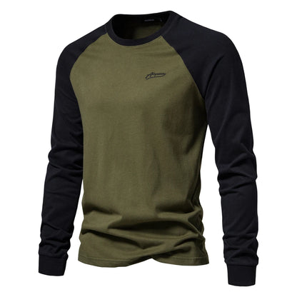 Herren Langarm T-Shirt aus 100 Prozent Baumwolle mit einfarbigem Briefdruck