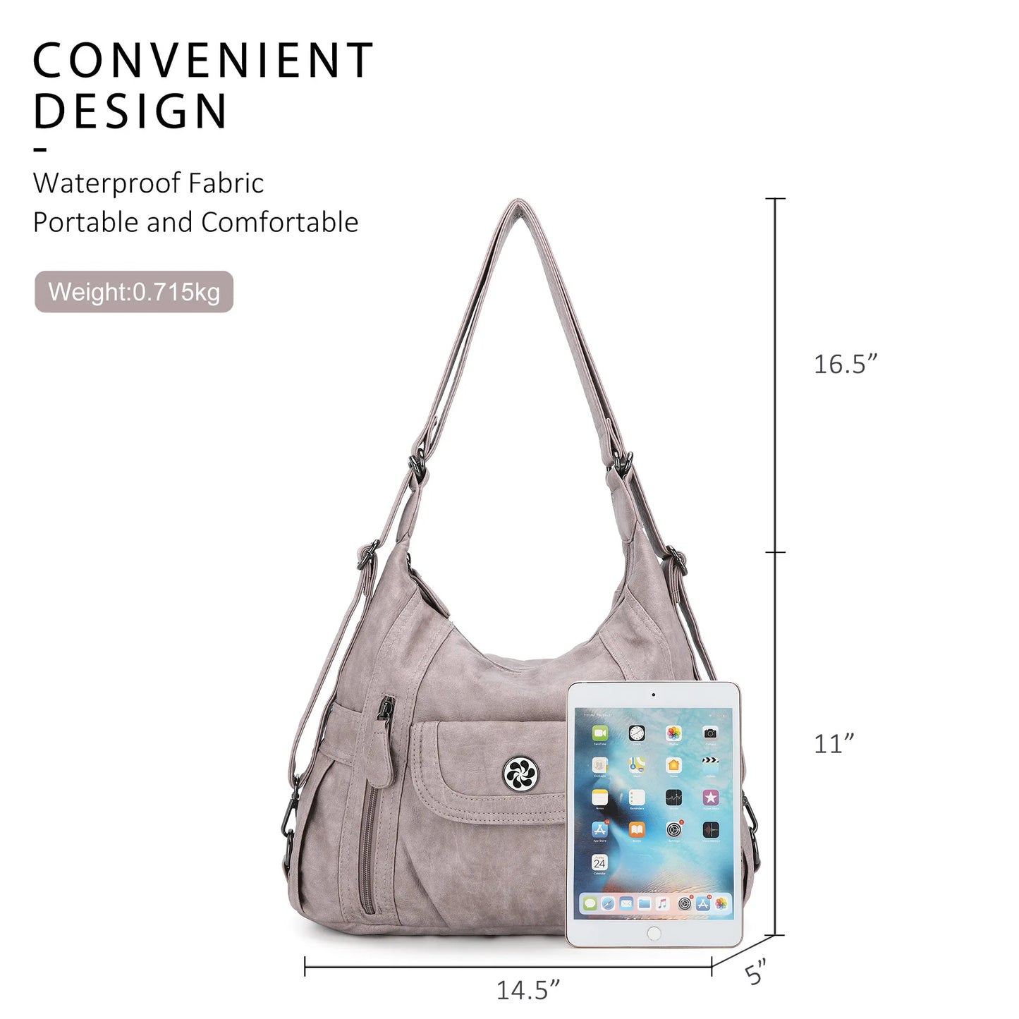 Damen-Schultertasche aus PU-Leder mit Mehrfachfächern, Handyfach und Geldbörse, Alltagstauglich