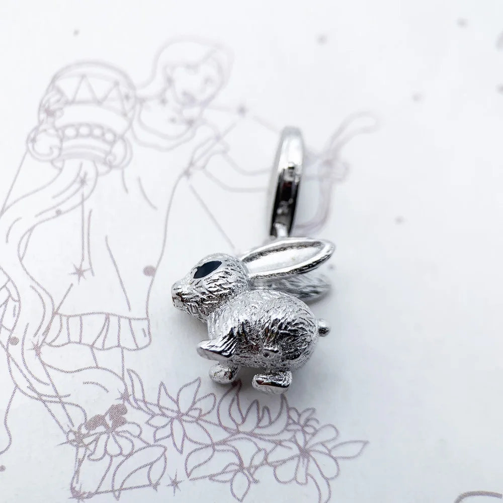 Damen-Charm-Anhänger Kaninchen süß authentisch DIY aus Sterlingsilber
