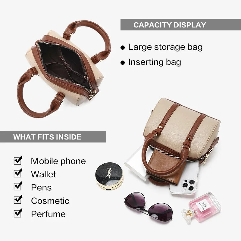 Damen Crossbody-Handtasche aus PU Leder im Chic Stil mit Großem Fassungsvermögen