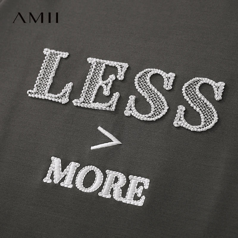 Damen Casual T-Shirt aus loser Seide mit Stickerei und Rundhalsausschnitt