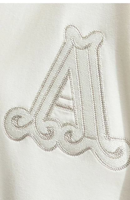 Damen Rundhals-T-Shirt im minimalistischen Stil mit lässiger Stickerei und kurzen Ärmeln