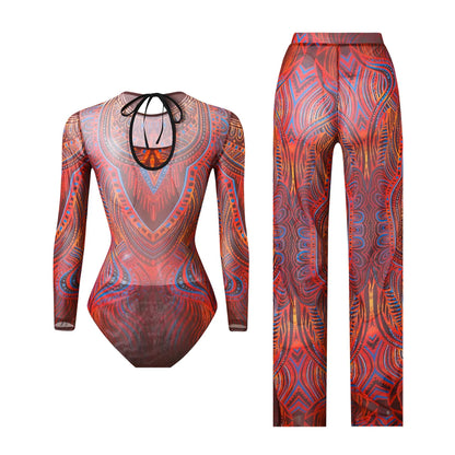 Damen-Hose mit Blumenmuster