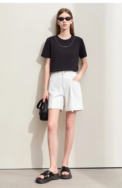 Minimalismus Baumwoll Jeans – Vintage Retro Fashion Shorts für Frauen