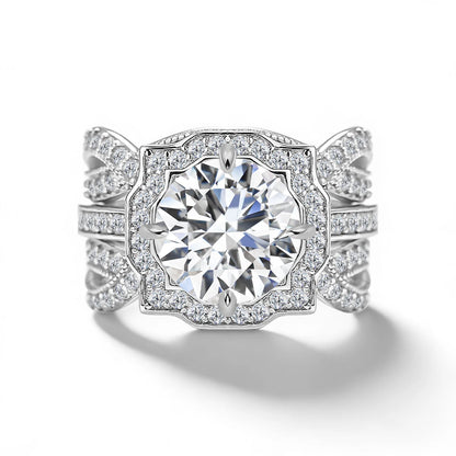 Damen-Verlobungsring-Set Mit Moissanit 3-Karat Im Halo-Design für Verlobung und Alltagsglanz