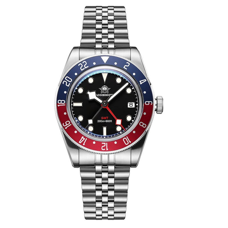 Herren-GMT-Quarzuhr mit Bubble-Glas und Nylon-Armband