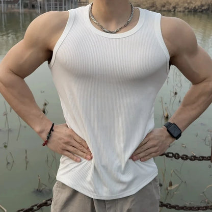 Ärmelloses Kapuzen-T-Shirt mit Jacquardmuster und Schnürung im lässigen Stil für junge Erwachsene