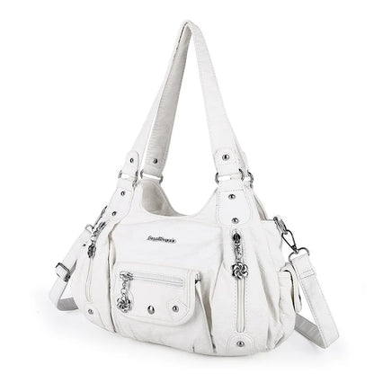 Damen-Schultertasche aus PU-Leder mit Reißverschluss und Mehrfachfächern Kompakter Alltagsbegleiter
